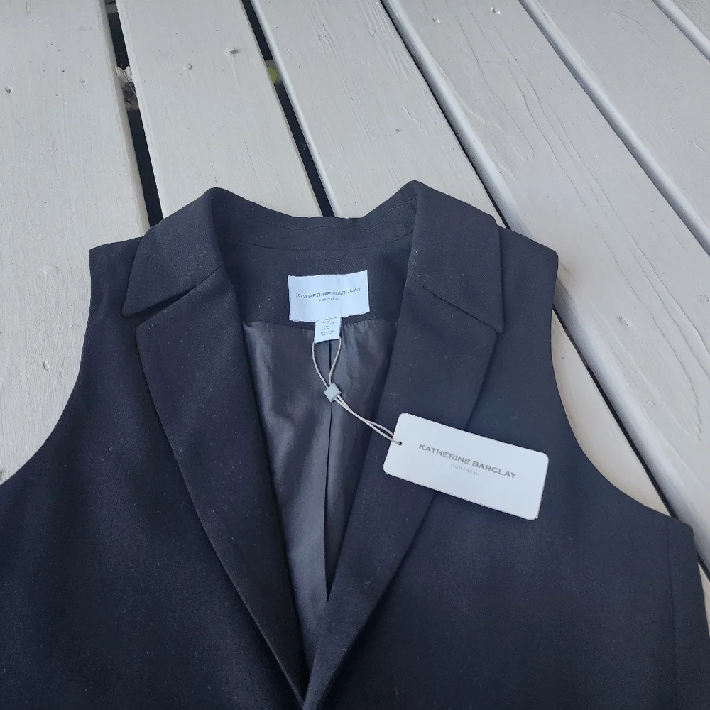 NWT M VEST Black Openfront long vest - Picture 4 of 16